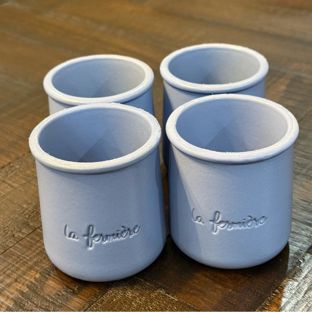 La Fermière Light Blue Ceramic Yogurt Pots Set‎ of 4 French Reusable Cups